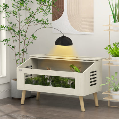 Terrarium voor Reptielen – Reptielenhuis – Vivarium – Reptielen Terrarium – Slang Terrarium – 140 Liter – Gehard Glas & Natuurlijke Houten Afwerking