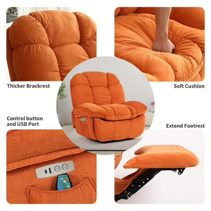Massagestoel – Relaxfauteuil – Elektrische Stoel – Draaifauteuil – Zitstoel – Met Massagefunctie & Verwarming – USB-C en USB Poorten – Oranje