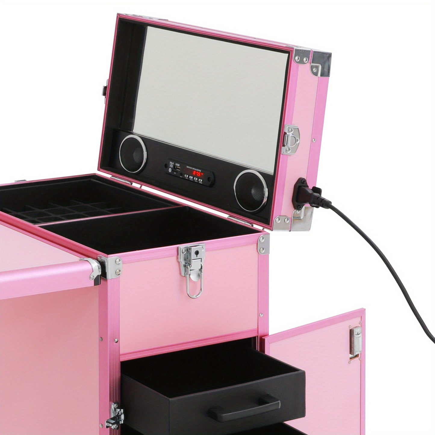Make-up Tafel – Kaptafel – Make-up Organizer – Vanity Tafel – Schminktisch – Roze – Duurzaam ABS Materiaal – Inklapbaar Met Wachtwoordslot