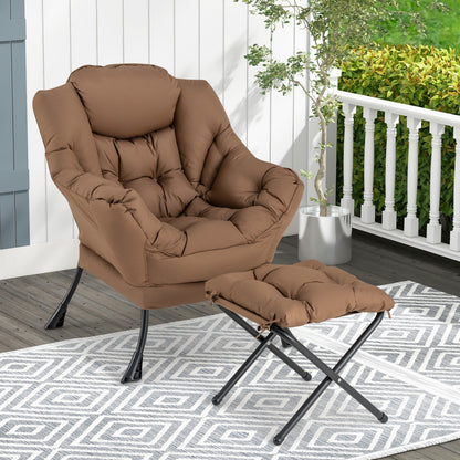 Lazy Chair – Fauteuil – Relaxstoel – Lounge Stoel – Zithoek Stoel – Inclusief Inklapbare Ottoman – Ademende Polyester Stoffering