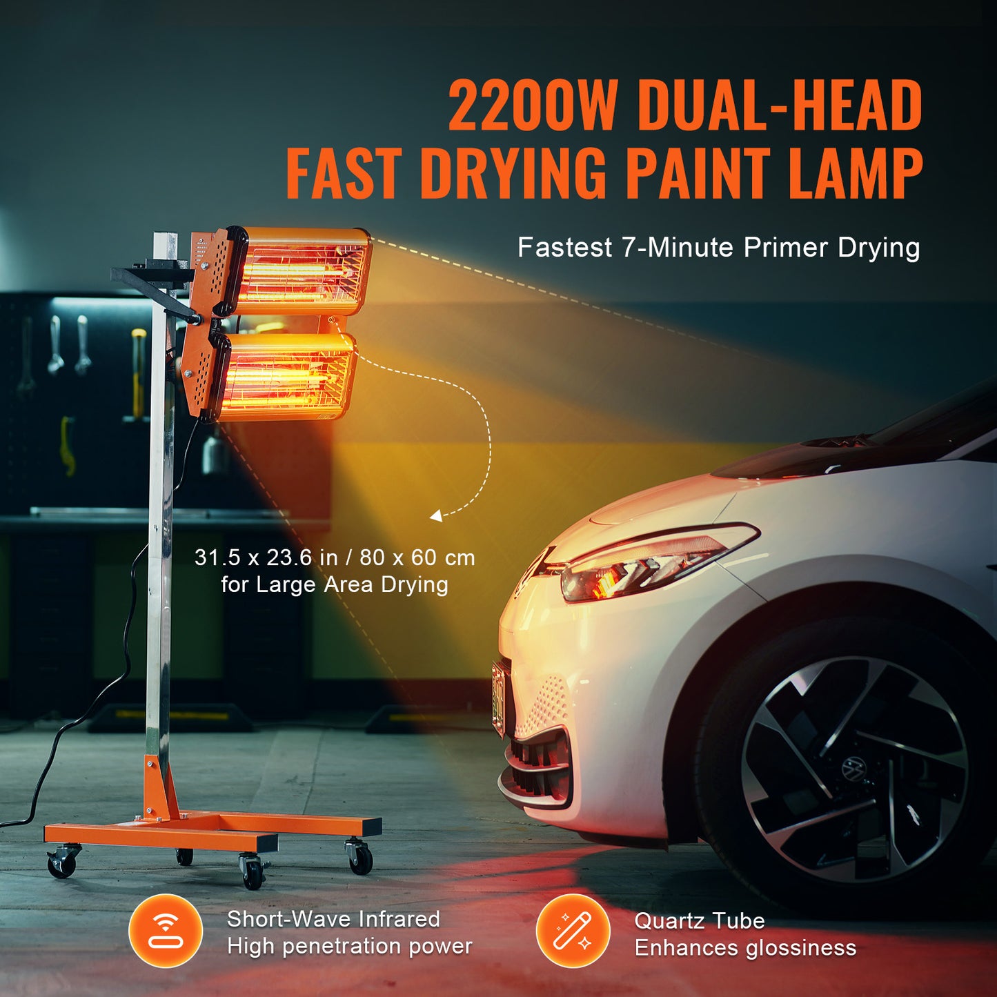 Verfbrander – Heteluchtpistool – Warmtepistool – Heatgun – Verfafbrander – 2200W Vermogen – 360° Draaibare Lampenkop