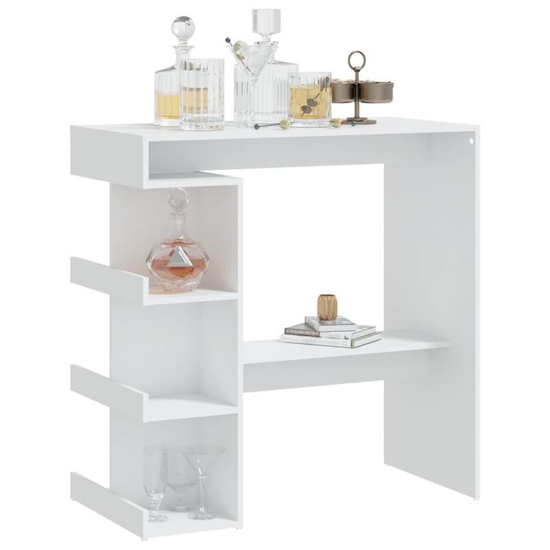 Witte Houten Bar – Bartafel – Barmeubel – Drinktafel – Tafelbar – Hardhouten Constructie – Inclusief Opbergrek
