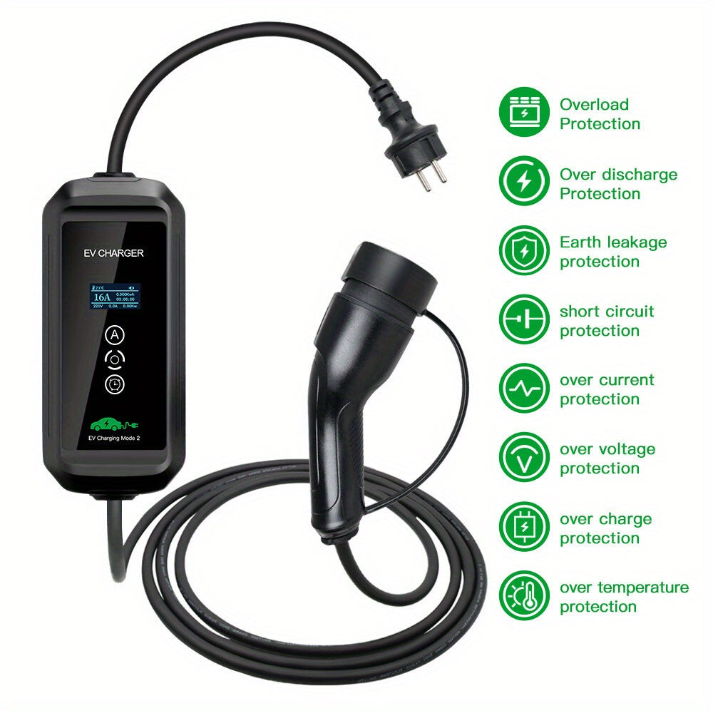 EV Charger 16A 3.6KW Type 2 Charging Wallbox Electric Vehicle Hybrid Car Cable 5m