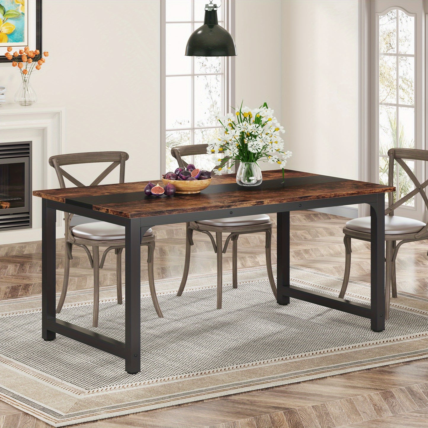 Eettafel – Keukentafel – Dinertafel – Tafel – Eetkamertafel – Industrieel Design – 160x80 cm – Vintage Bruin Hout – Metalen Poten – Stevig & Ruim Voor 4-6 Personen