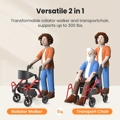 Rollator – Looprek – Wandelwagen – Mobiliteitshulpmiddel – Transportstoel – Opvouwbaar – Lichtgewicht – Met Zitje en Remmen – Zwart