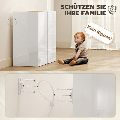 Dressoirkast – Dressoir – Sideboard – Opbergkast – Kabinet – Hoogglans Wit – Soft-Close Deuren – Verstelbare Legplank