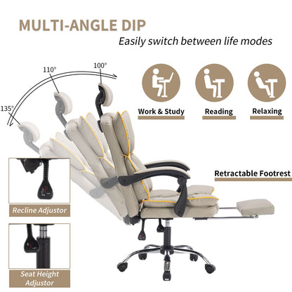 Executive Office Chair with Foot Rest High Back Office Chair Computer Gaming Chairs Black
