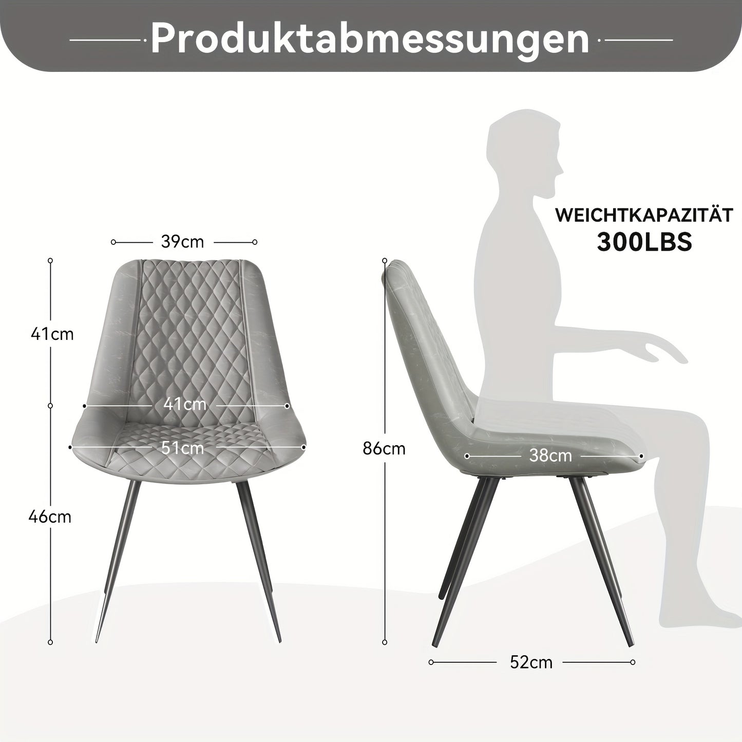 Eetkamerstoelen Set van 2 – Stoelen – Zwarte Stoel – Keukenstoelen – Lounge Stoelen – Donkerbruin Kunstleer – Armlos Design – Hoge Rugleuning – Metalen Poten