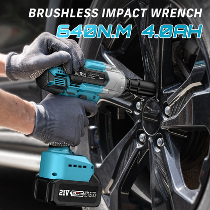 Slagschroevendraaier – Accu Slagschroevendraaier – Impact Wrench – Accuboormachine – Draadloze Slagschroevendraaier – 3300 RPM Brushless Motor – 2 x 4.0 Ah Lithium Batterijen