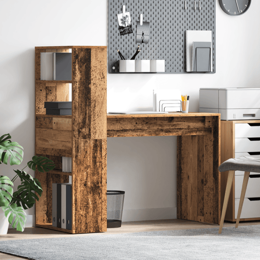 Bureau – Werkbureau – Bureautafel – Kantoorbureau – Laptoptafel – Vintage Houtlook – Met Lade(s) & Opbergruimte – 113x54x120 cm – Houtvezelplaat