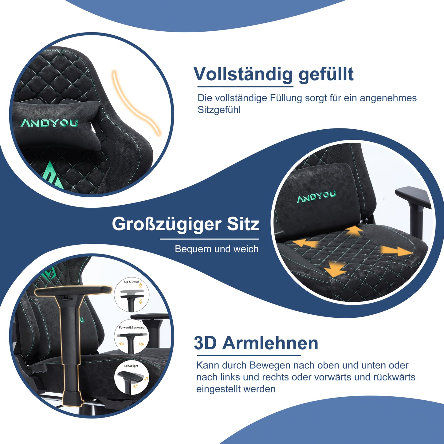 Retro Faux Leather Ergonomic Gaming