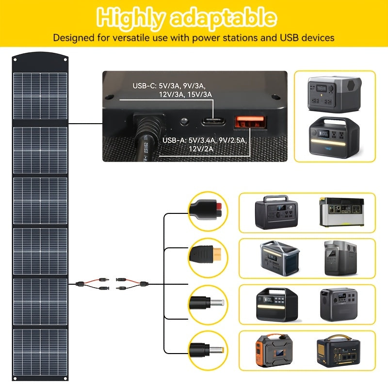 Draagbaar Zonnepaneel – Opvouwbaar Solar Charger – Mobiele Solar Generator – Outdoor Zonnepaneel – Camping Zonnepaneel – 200W Vermogen – USB-C PD3.0 & USB-A QC3.0 – Lichtgewicht Met Kickstand