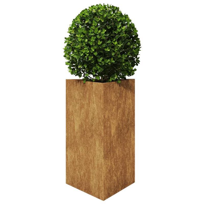 Plantenbak – Bloembak – Bloempot – Tuinbak – Tuinpot – Set van 2 – Driehoekig Design – Cortenstaal Weerbestendig 50x43x75 cm