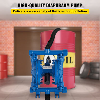 Membraanpomp – Drinkwaterpomp – Waterpomp – Pneumatische Pomp – Dubbele Diafragma Pomp – Gietijzeren Behuizing – 3 GPM Capaciteit & 90 PSI Max Druk