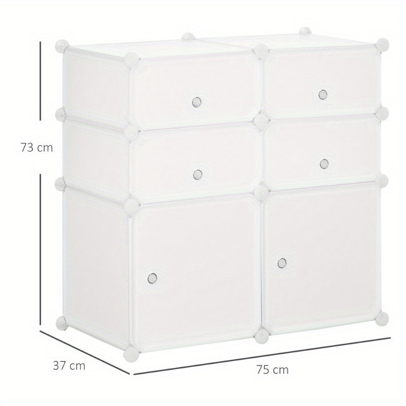 Schoenenkast – Schoenenrek – Schoenopberger – Schoenenkast – Opbergkast – Metaal Frame – Kunststof Opbergbakken – Compact 75x37x73 cm – Wit