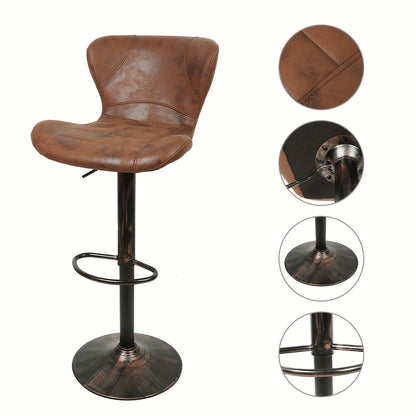 Barstoel – Barkruk – Barstoel Kruk – Keukenstoel – Bistrostoel – Retro Industrieel – Set Van 2 – Verstelbare Hoogte – Draaibaar – Donkerbruine Velvet Bekleding – Metalen Frame