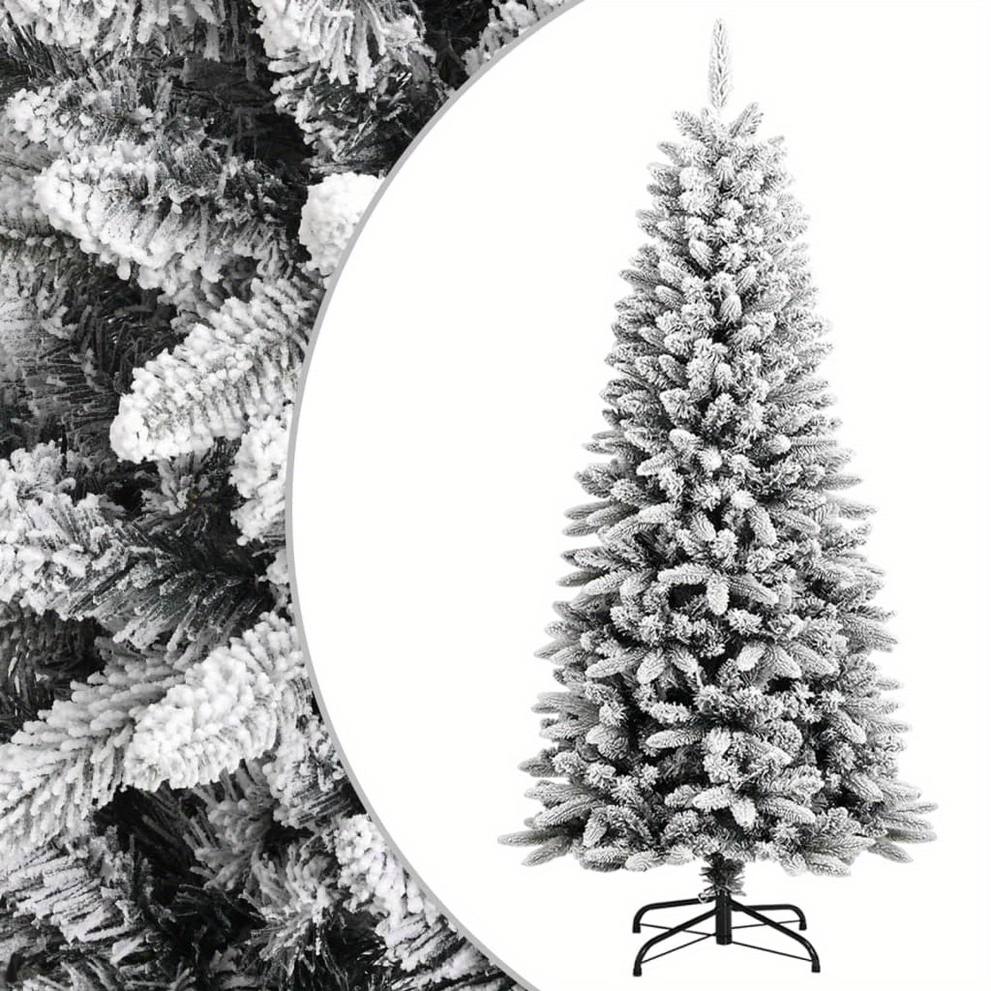 Kunstkerstboom – Nepsneeuw Boom – Kerstversiering – Dennenboom – Flocked Christmas Tree – 150 cm Hoog – PVC & PE Materialen