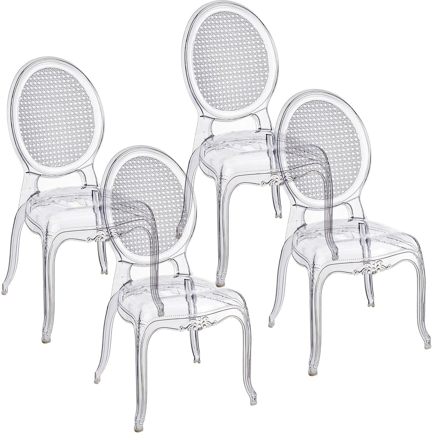 Transparante Stoelen – Eetkamerstoelen – Polycarbonaat Stoelen – Stapelbare Stoelen – Design Stoelen – Set Van 4 – Waterbestendig – Lichtgewicht & Duurzaam