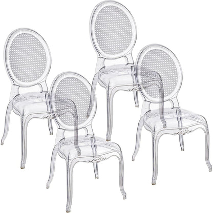 Transparante Stoelen – Eetkamerstoelen – Polycarbonaat Stoelen – Stapelbare Stoelen – Design Stoelen – Set Van 4 – Waterbestendig – Lichtgewicht & Duurzaam