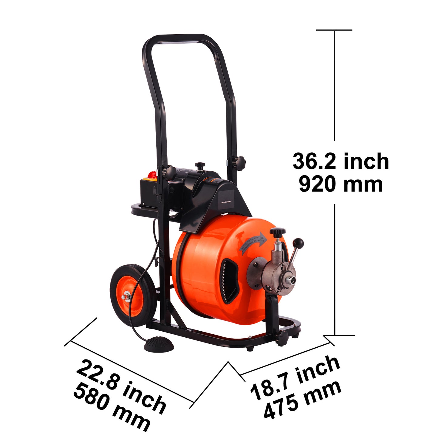 Elektrische Rioolontstopper – Rioolontstopper Elektrisch – Ontstoppingsmachine – Afvoerontstopper – Rioolsnake – 30 Meter Stalen Kabel – 1500 RPM Motor