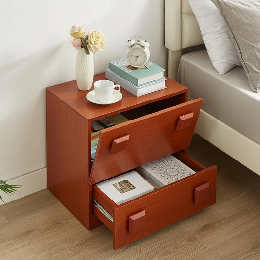 Nachtkastje – Bijzettafel – Ladekastje – Bedtafel – Opbergkast – Modern Minimalistisch – Geen Montage Nodig – Compact Met 2 Lades – Duurzaam Materiaal