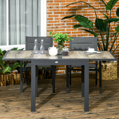 Uitschuifbare Tuintafel – Tuinset Tafel – Buiten Tafel – Terrastafel – Balkon Tafel – Aluminium Frame – Houtlook Tafelblad – Beige+Grijs – 160x80x75 cm