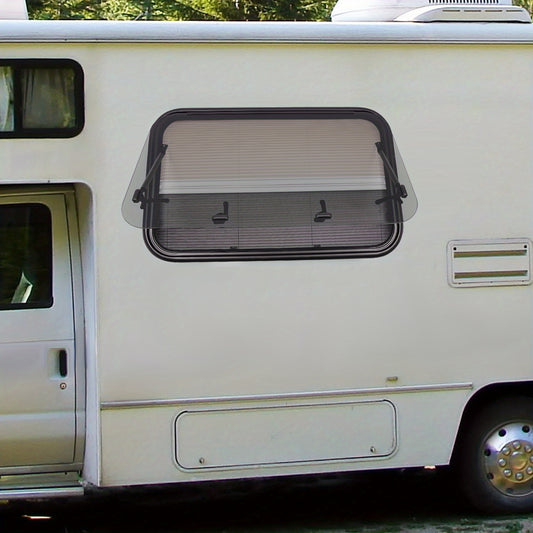Camperraam – Nooduitgang Raam – Push-Out Raam – Uitzetraam – Caravanraam – 90x55cm – Gehard Glas – Eenvoudige Hendelbediening
