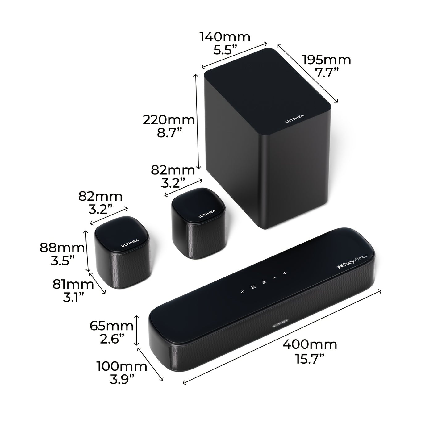 Soundbar – Home Theater – Surround Sound Systeem – TV Speaker – Sound Bar Met Subwoofer – 5.1 Kanaals Surround – Dolby Atmos – App Bediening – HD eARC