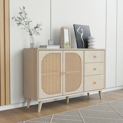 Sideboard – Dressoir – Opbergkast – Ladekast – TV-meubel – Khaki – Ruime Opbergruimte – Stevige Constructie