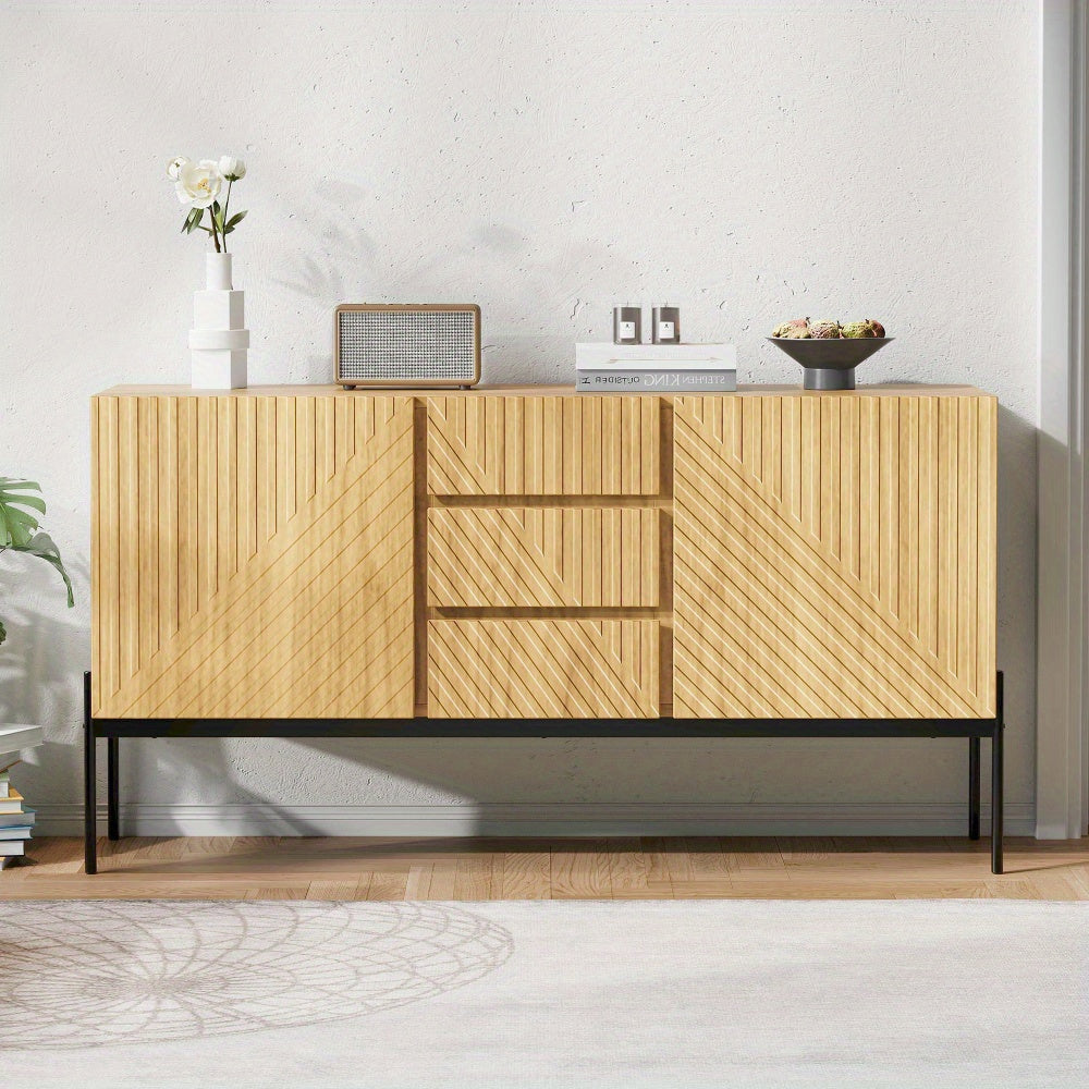 Tv-meubel – TV-kast – Sideboard – Dressoir – Meubel – Metalen Poten – 140x75x40 cm – Natuurlijke Kleur