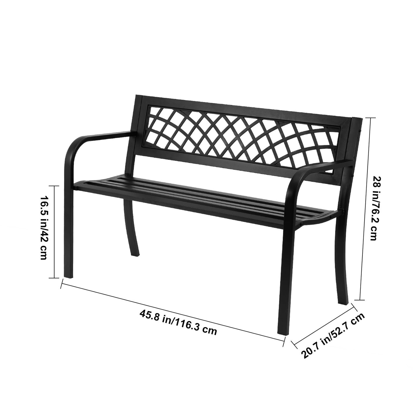 Tuinbank – Buitenbank – Parkbank – Balkonbank – Tuinmeubel – Metaal – 117 cm Breedte – Weerbestendig & Comfortabel