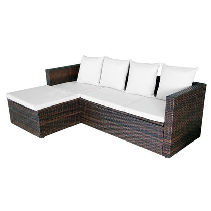Loungebank – Loungeset – Hoekbank – Terrasbank – Tuinbank – 4-delig – Weerbestendig PE-Rattan – Comfortabele Afneembare Kussens – Zwart