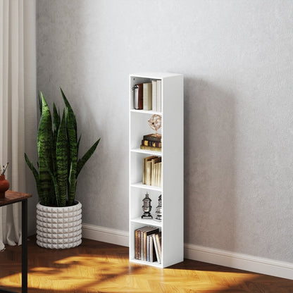 Boekenplank – Wandrek – Stellingkast – Boekenkast – Opbergrek – Wit – 5-Lagen Met Verstelbare Plank – Lichtgewicht & Compact