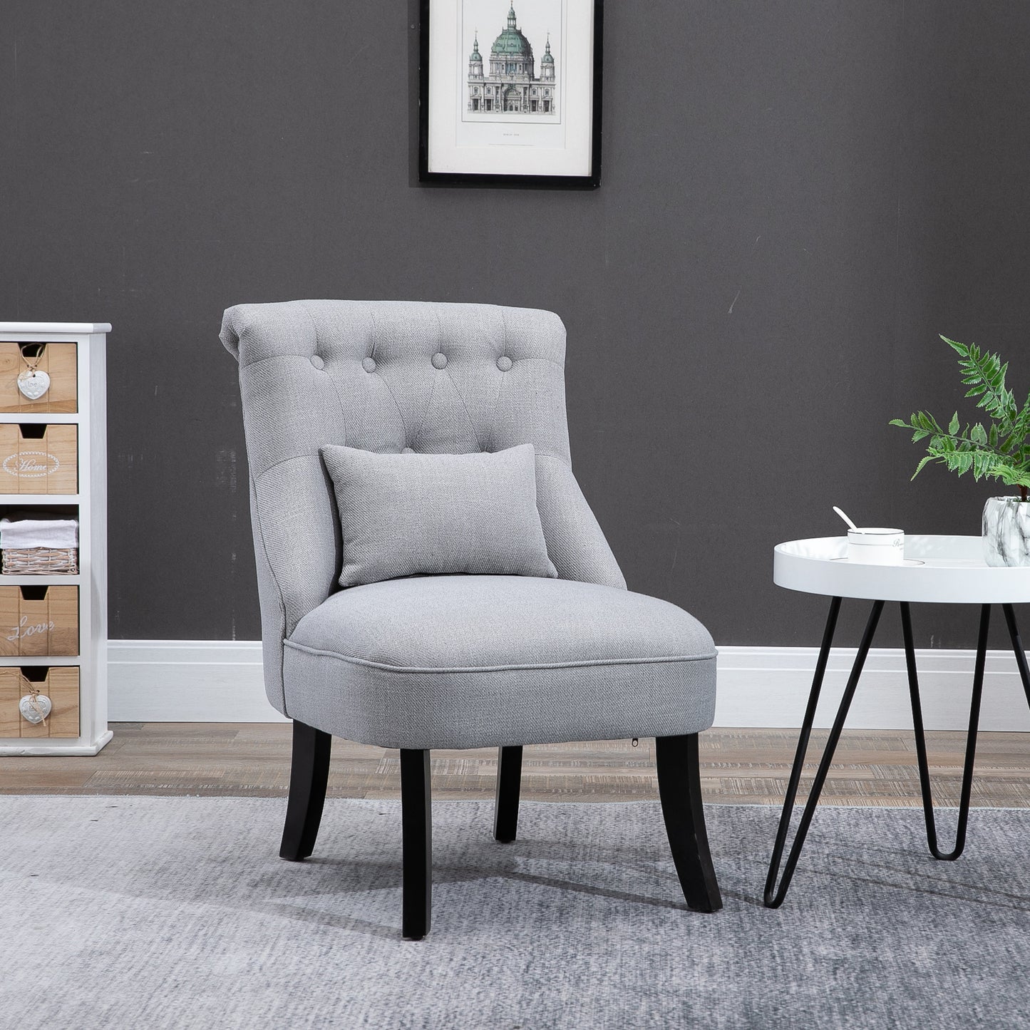Fauteuil – Relaxstoel – Leunstoel – Zitstoel – Tv-stoel – Met Rugkussen – Linnen Bekleding – Compact 52,5x69x77 cm