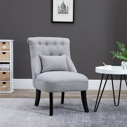 Fauteuil – Relaxstoel – Leunstoel – Zitstoel – Tv-stoel – Met Rugkussen – Linnen Bekleding – Compact 52,5x69x77 cm