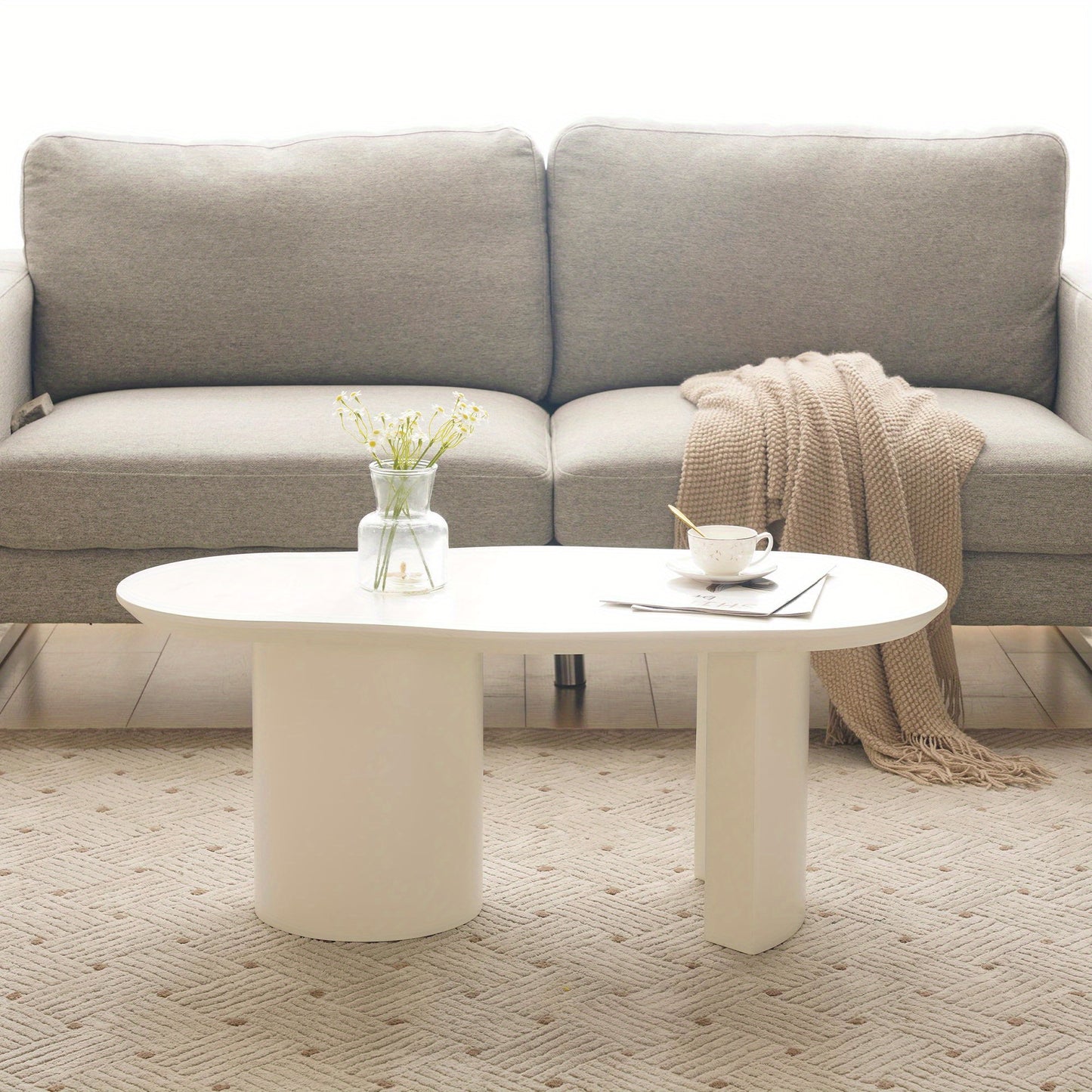 Witte Salontafel – Bijzettafel – Koffietafel – Tafel – Modern Meubel – Onregelmatig Ontwerp – 100 cm Lang MDF
