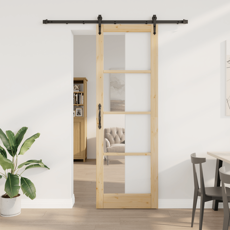 Schuifdeur – Schuifpaneel – Deurpaneel – Raumdeursysteem – Kastenwanddeur – Bruin Houten Paneel – Metaal Frame – 78x232 cm – Ruimtebesparend Design – Geruisloos Railsysteem