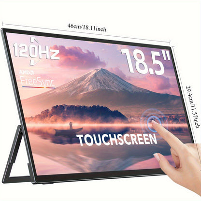 Gaming Monitor – Gaming Scherm – Portable Monitor – Tweede Scherm – Touchscreen Monitor – 18,5 Inch – 120Hz Verversingssnelheid – FreeSync – sRGB Kleur – USB-C – VESA Montage – Frameless Design