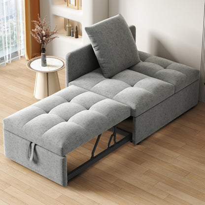 Bedbank – Slaapbank – Bankbed – Sofa Bed – Logeerbed – Gestoffeerd Linnen – Verstelbare Rugleuning – 3-in-1 Multifunctioneel