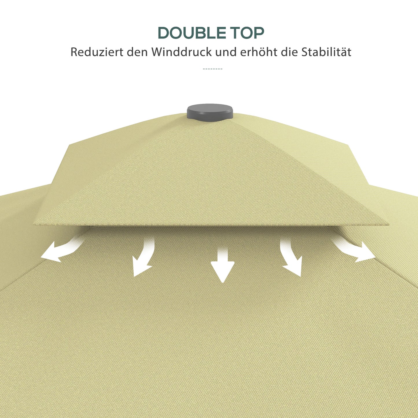 Parasol – Tuinparasol – Balkonparasol – Stokparasol – Terrasparasol – Decentraal Zijpaal – 2,5x2,5 m – Metalen Frame – Beige Polyester – Kruisvoet – Slingerbediening