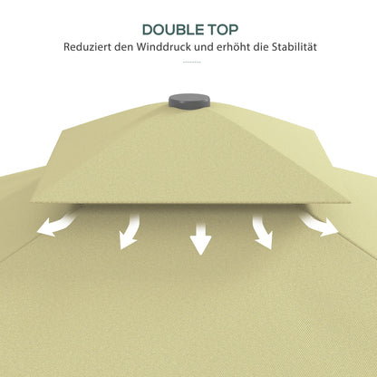 Parasol – Tuinparasol – Balkonparasol – Stokparasol – Terrasparasol – Decentraal Zijpaal – 2,5x2,5 m – Metalen Frame – Beige Polyester – Kruisvoet – Slingerbediening