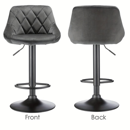 Barstoel – Barkruk – Barstoel Kruk – Barkrukken – Barstoelen – Set Van 4 – Fluwelen Bekleding – Draaibaar Metalen Onderstel