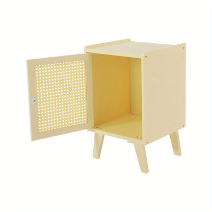 Nachtkastje – Bedside Table – Bijzettafel – Opbergmeubel – Nachtmeubel – Modern Minimalistisch Design – Compact Formaat – Duurzaam Bamboe & Krasbestendig – Romig Beige