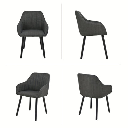 Set van 2/4/6 Minimalistische Eetkamerstoelen – Comfortabele Stoelen met Rugleuning, Armleuningen en Houten Poten – Grijs, Voor Eetkamer en Hal