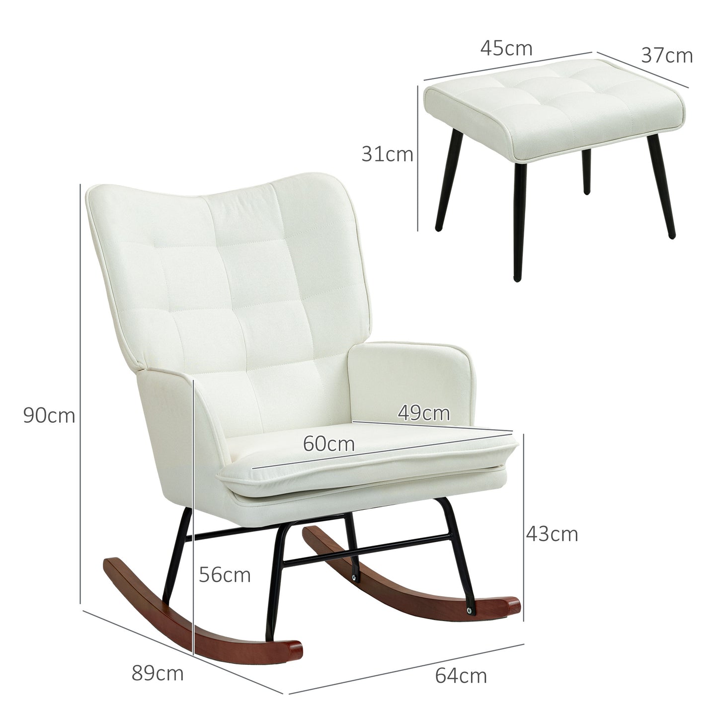 Schommelstoel – Schommelstoelen – Relaxstoel – Fauteuil – Voedingsstoel – Met Voetenbank – Comfortabele Polyester Bekleding – Max. Draaggewicht 130 kg