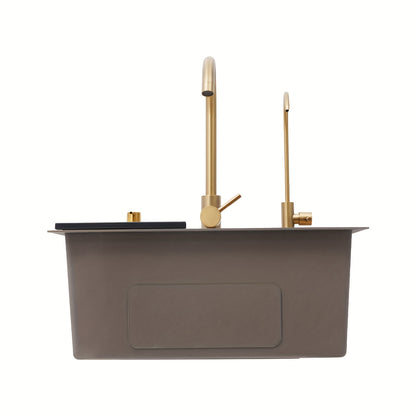 Gouden RVS Keukenspoelbak – Keukenspoelbak – Spoelbak – Keukenschaal – Keukenspoelbak RVS – Grote Capaciteit 50x45x20 cm – Geluidsreducerende Silencer Pad