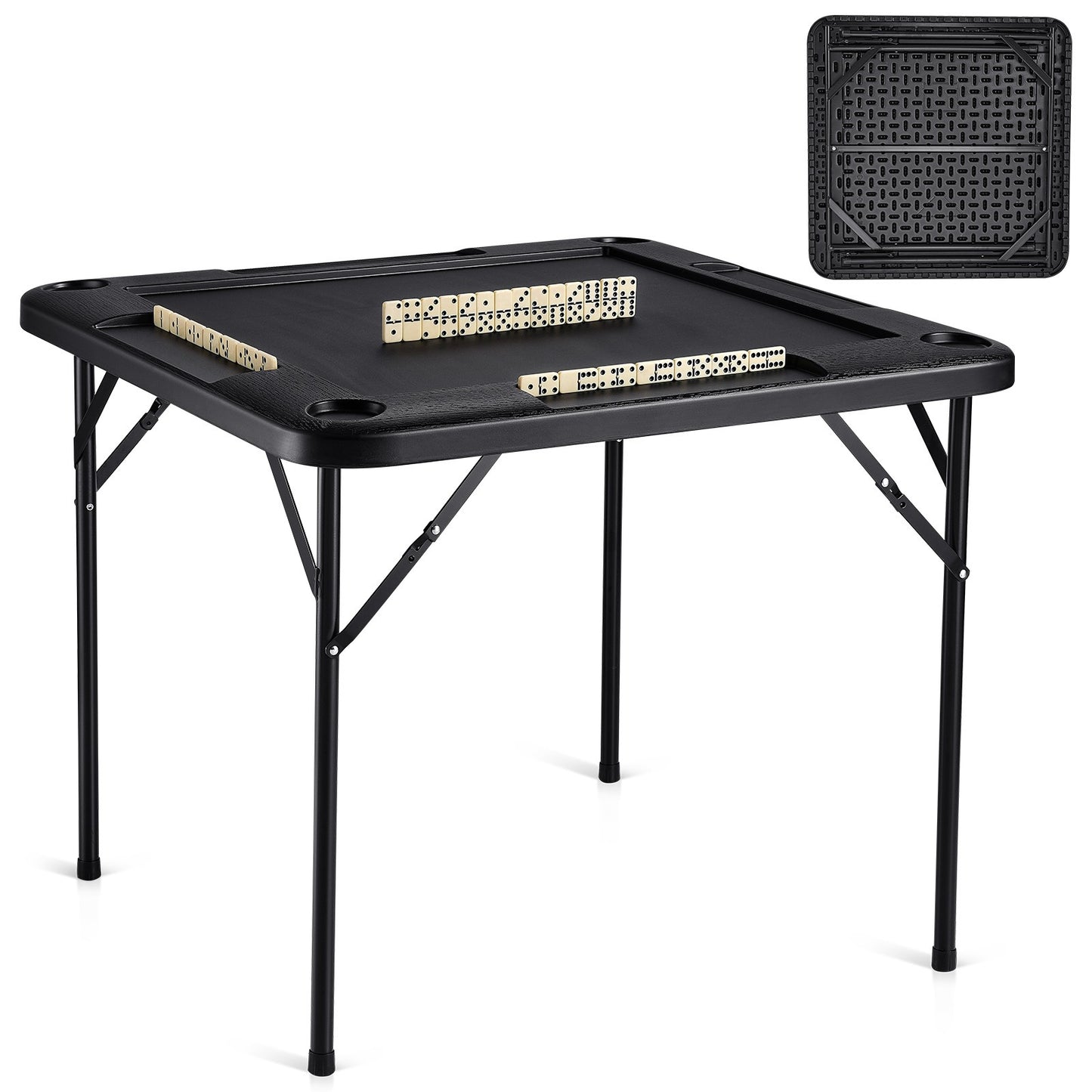 mahjongtafel – opvouwbare speeltafel – kaarttafel – domino tafel – speelkaarttafel – voor 4 spelers – inklapbaar en waterbestendig HDPE – roestvrijstalen frame