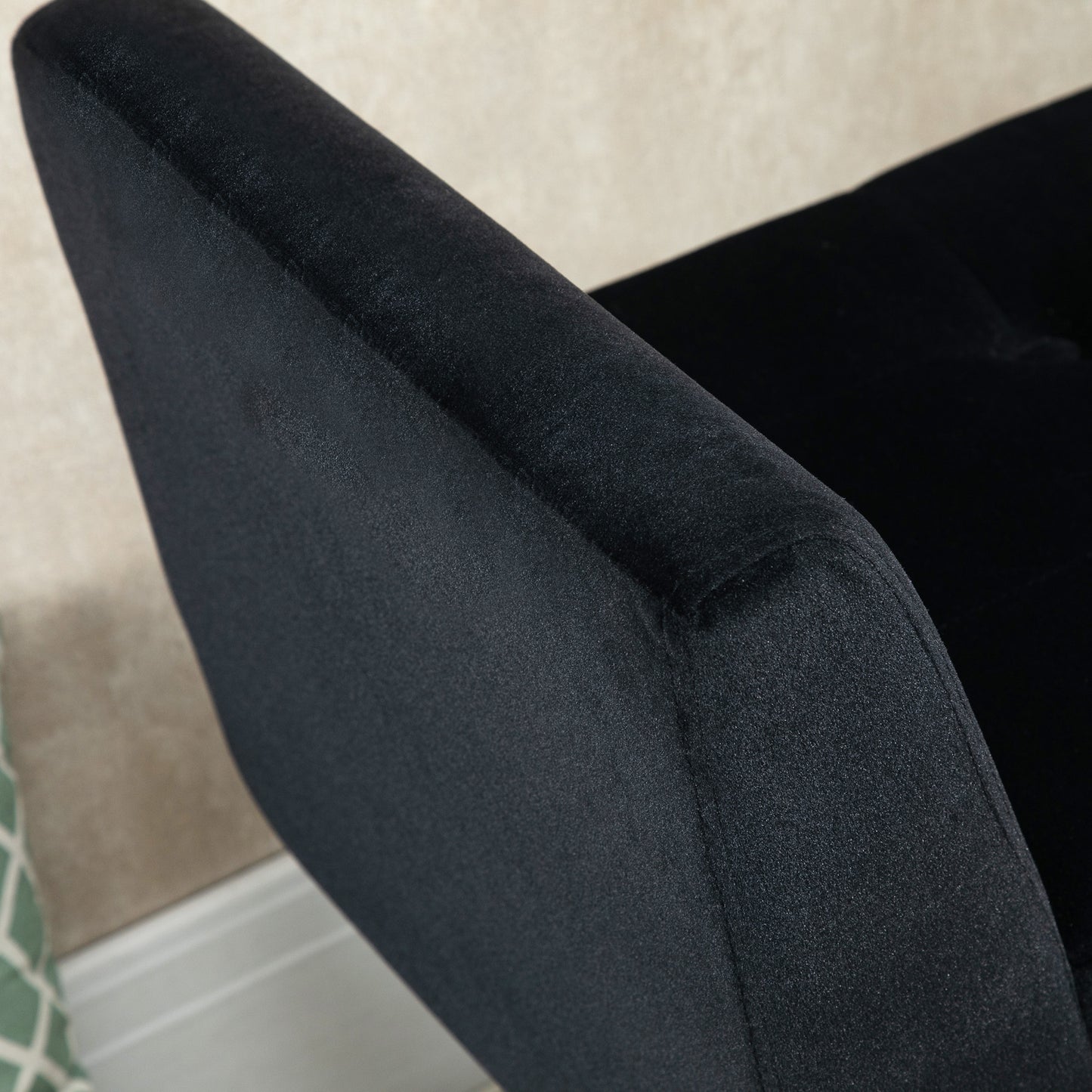 Opbergbank – Opbergbankje – Zitbank Met Opbergruimte – Halbank – Opbergkist – Fluweel Bekleding – Houten Poot – 107x42x65 cm – Zwart