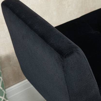 Opbergbank – Opbergbankje – Zitbank Met Opbergruimte – Halbank – Opbergkist – Fluweel Bekleding – Houten Poot – 107x42x65 cm – Zwart