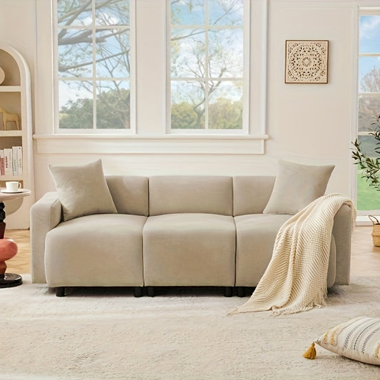 3-Zits Bank – Sofa – Bankstel – Zitbank – Hoekbank – Mosterdgeel – Comfortabele Zachte Stof – Stevig Frame